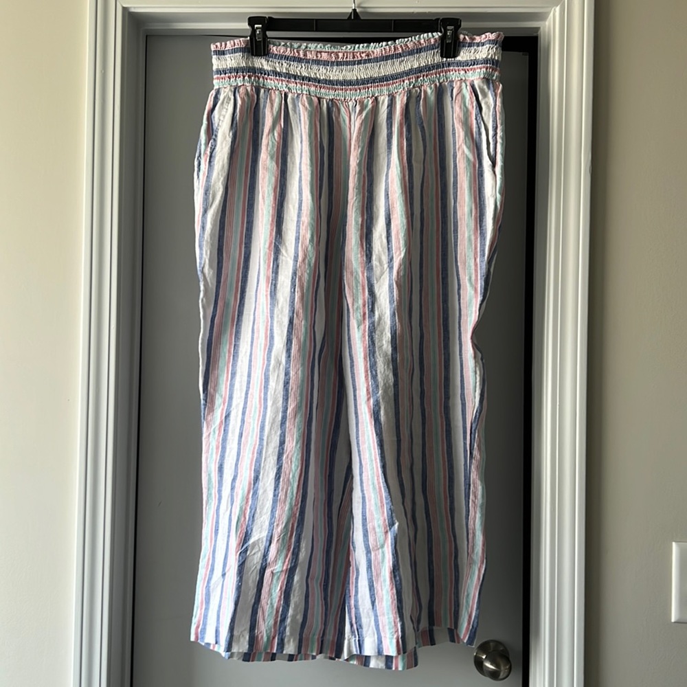 3X Crown and Ivy (Belk) linen striped pants